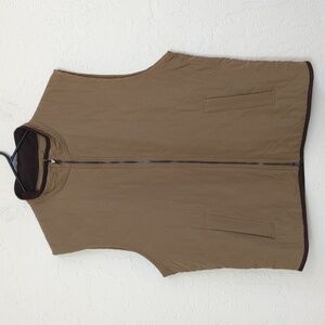Magaschoni Tan & Brown Fleece Lined Full Zip Quilted Vest Size XL